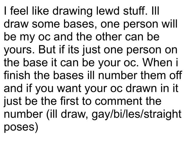 I Feel Like Drawing Lewd Stuff I Draw Some Bases One Person Will Be My Oc And The Other Can Be Yours But If Its Just One Person On The Base It