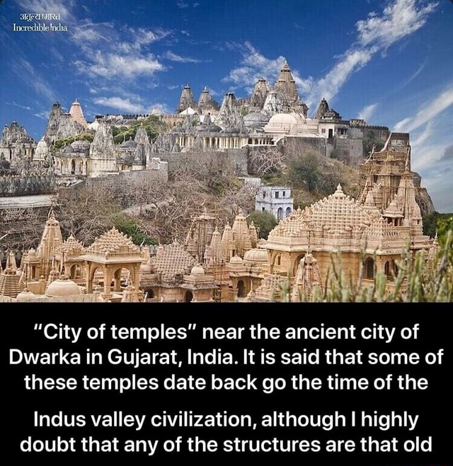 "City of temples" near the ancient city of Dwarka in Gujarat, India. It
