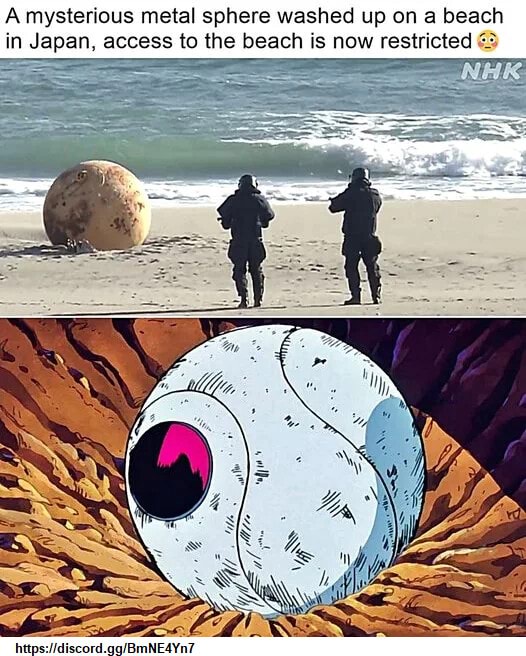 A mysterious metal sphere washed up on a beach in Japan, access to the