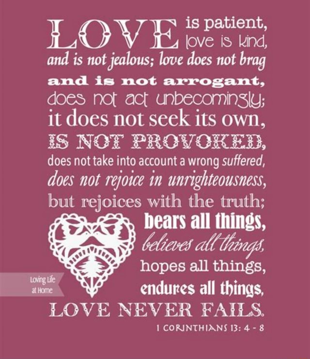 Is patient, love is kind, and is not jealous; love does not brag and is ...