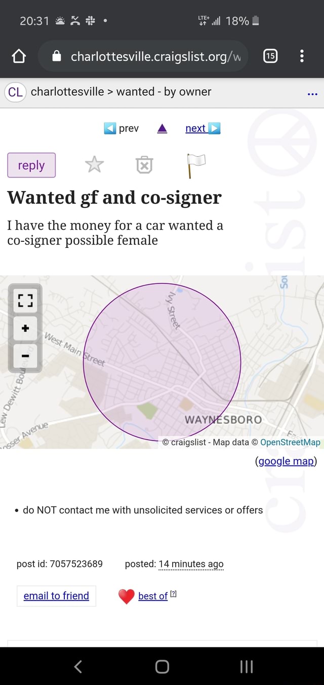 CL charlottesville wanted by owner