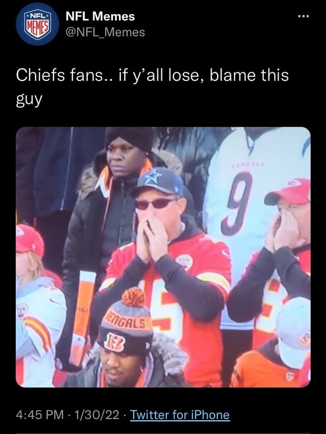 NFL Memes guy @NFL Memes Chiefs fans.. if y'all lose, blame this ff PM ...