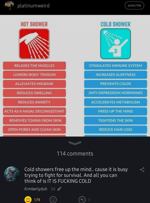 Platinumweird subscribe Ss COLD SHOWER STIMULATES IMMUNE SYSTEM