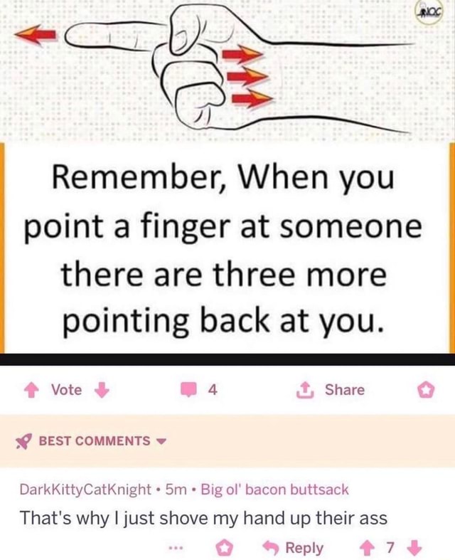 Remember, When you point a finger at someone there are three more ...