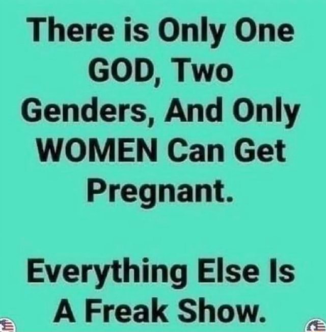 There Is Only One God Two Genders And Only Women Can Get Pregnant Everything Else Is A Freak 2446