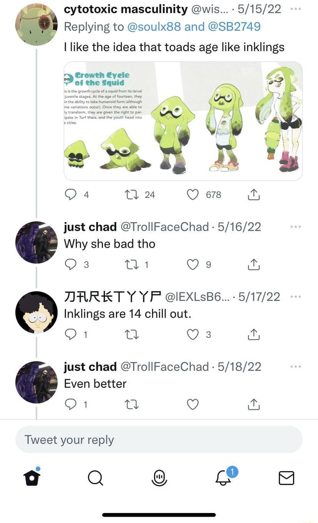 Chad Toad Cytotoxic masculinity @wis... Replying to @soulx88 and @SB2749 like the ...