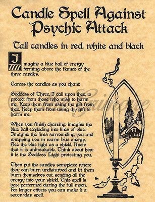 Candle Spell Against Paychic Attack Call candles in red, white and ...