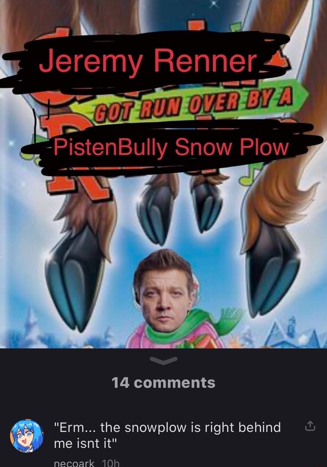 Jeremy Renner 'PistenBully Snow Plow 14 comments "Erm... the snowplow