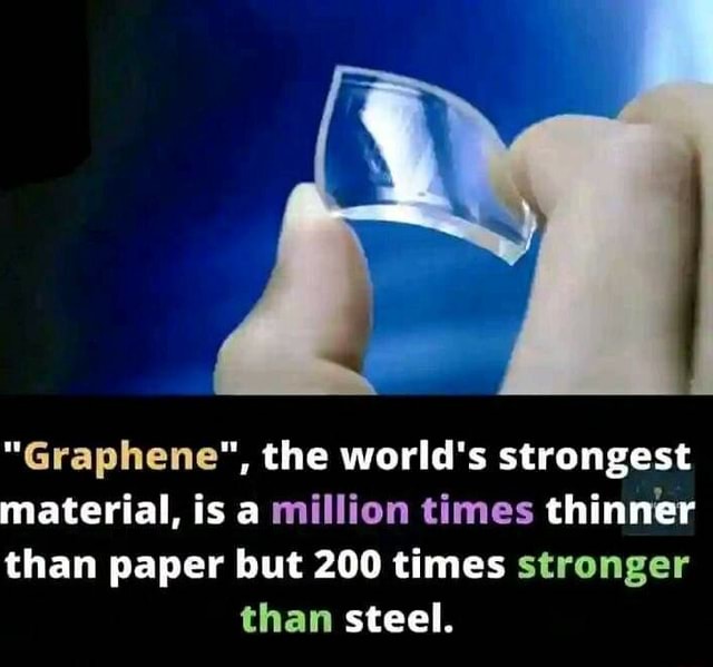 "Graphene", the world's strongest material, is a million times thinner