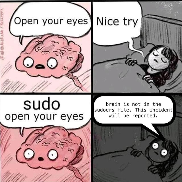 Open Your Eyes Brain Is Not In The Sudoers File. This Incident Will Be  Reported. - Ifunny