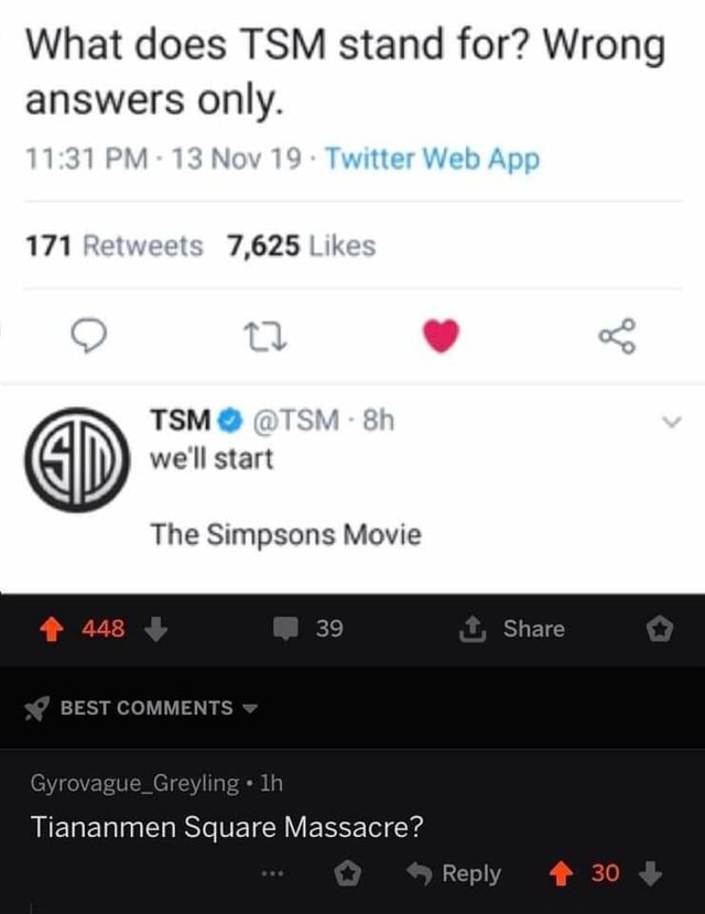 What does TSM stand for? Wrong answers only. 171 Retweets 7,625 