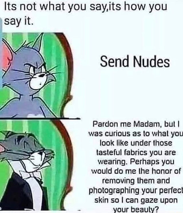Its not what you say its how you say it send nudes pardon me madam
