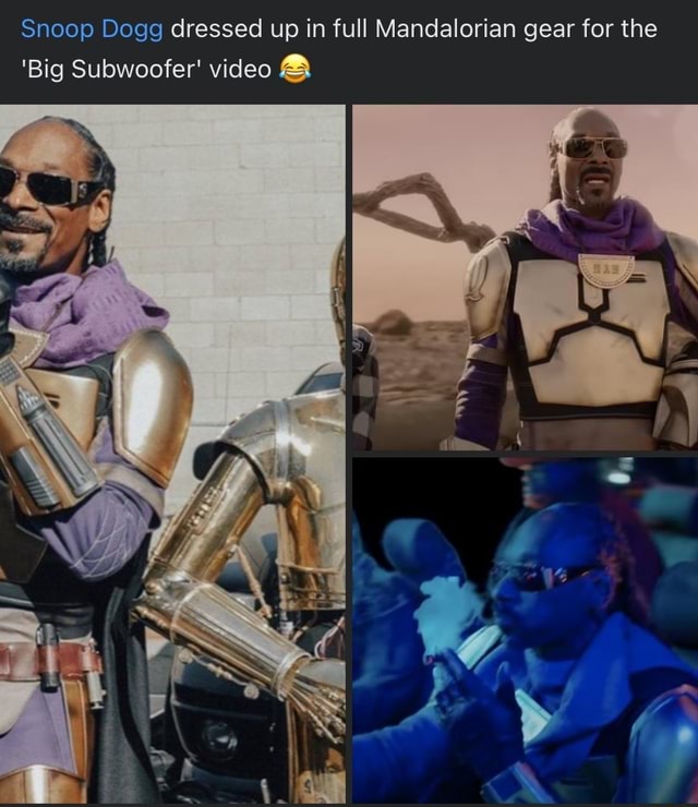 Snoop Dogg dressed up in full Mandalorian gear for the 'Big Subwoofer