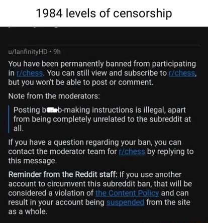 84 levels of censorship You have been permanently banned from