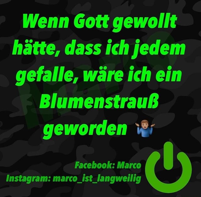 Wenn Gott gewollt hätte, dass ich jedem gefalle, wäre ich ein