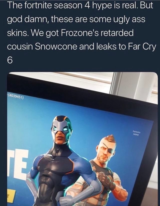 Fortnite Season 4 Frozone Cousin Meme Funny Fortnite Videos Funny Fortnite Videos