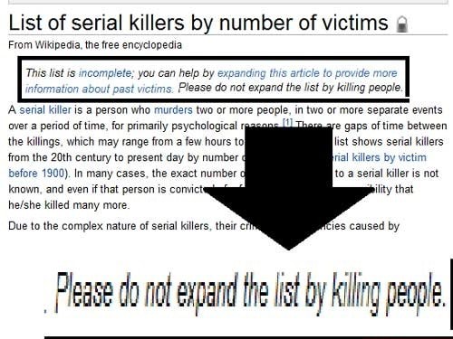 List Of Serial Killers By Number Of Victims From Wikipedia The Tree Encyclopedia This List Is Incomplete You Can Help By Expanding This Artic Information About Past Victims Please Do Not Expand