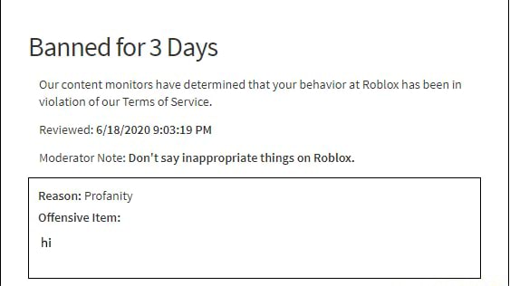 Banned For 3 Days Our Content Monitors Have Determined That Your 1 