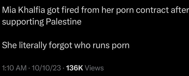 Mia Khalfia Got Fired From Her Porn Contract After Supporting Palestine