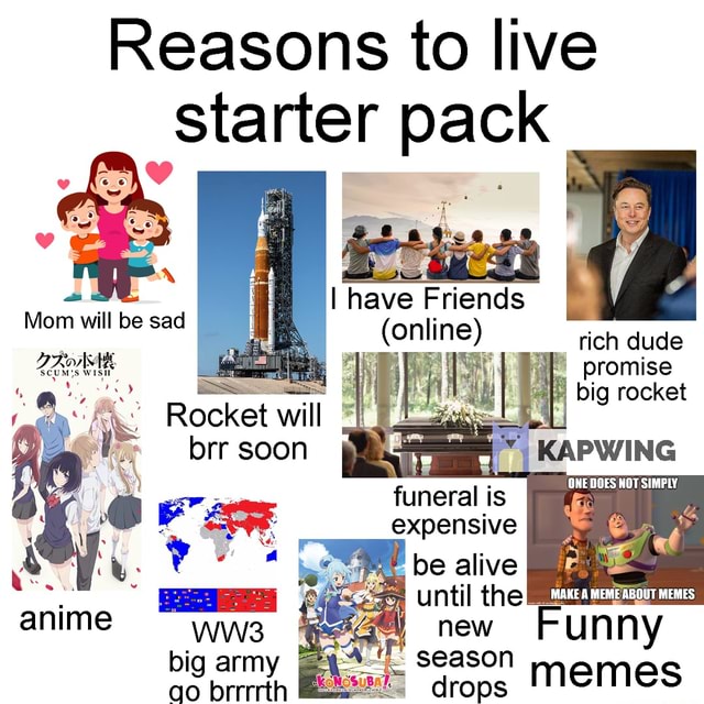 Reasons to live Starter pack I have Friends Mom will be sad (online