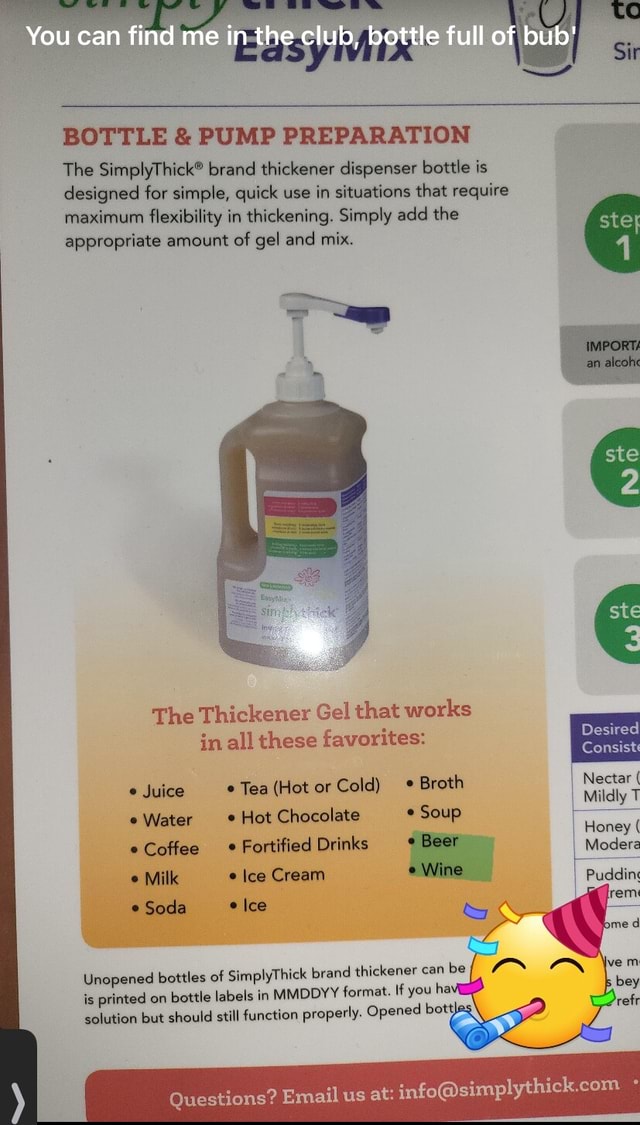 Asy full Si You cain BOTTLE & PUMP PREPARATION The brand thickener