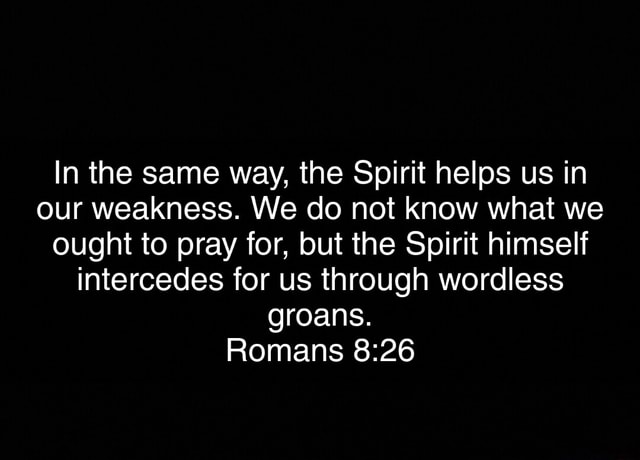 In the same way, the Spirit helps us in our weakness. We do not know ...