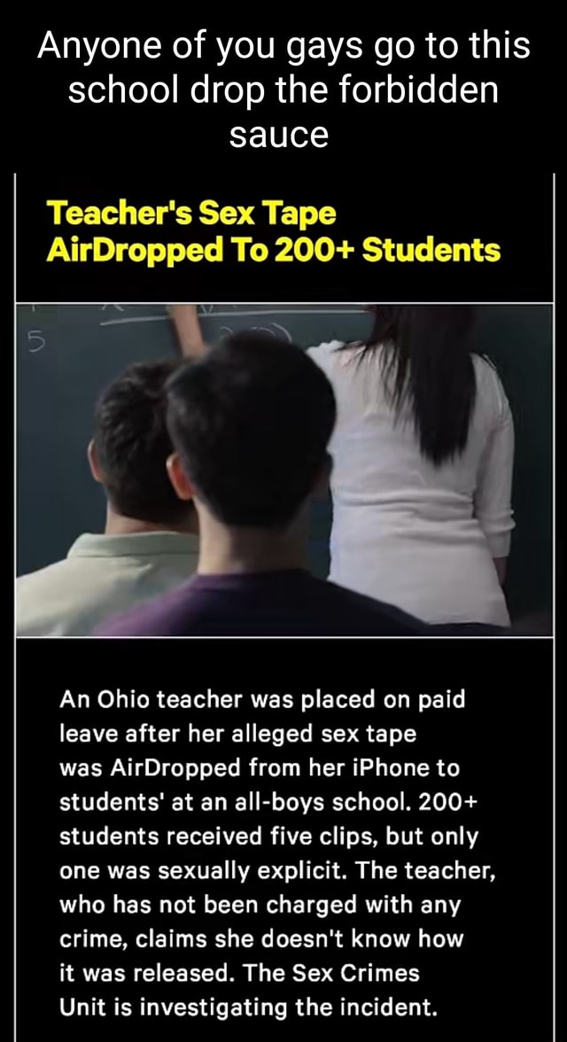 Ohio teacher's sex tape AirDropped to 200 students