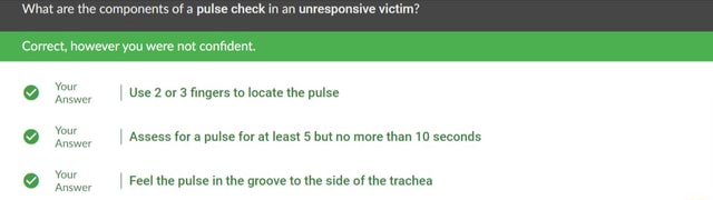 what-are-the-components-of-a-pulse-check-in-an-unresponsive-victim