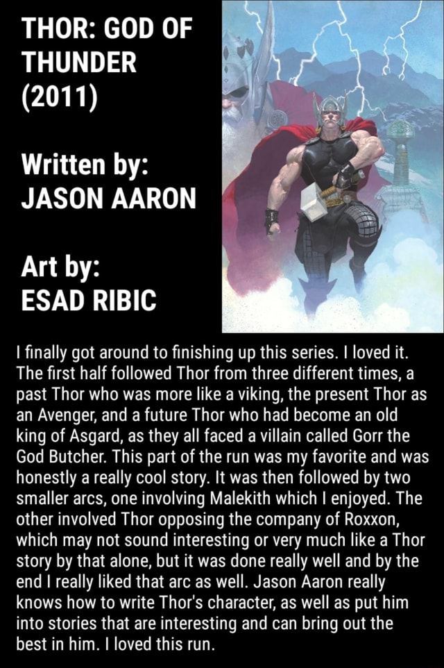 THOR GOD OF THUNDER Written by JASON AARON Art by ESAD RIBIC I