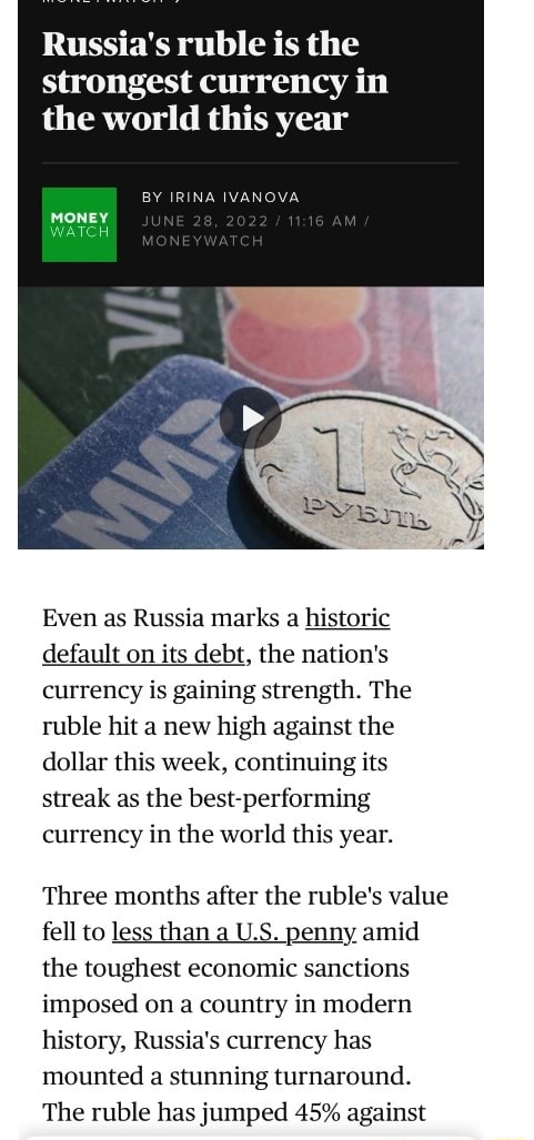 Russia's Ruble Is The Strongest Currency In The World This Year BY ...