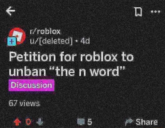 Petition For Roblox To Unban The N Word - will roblox ever unban
