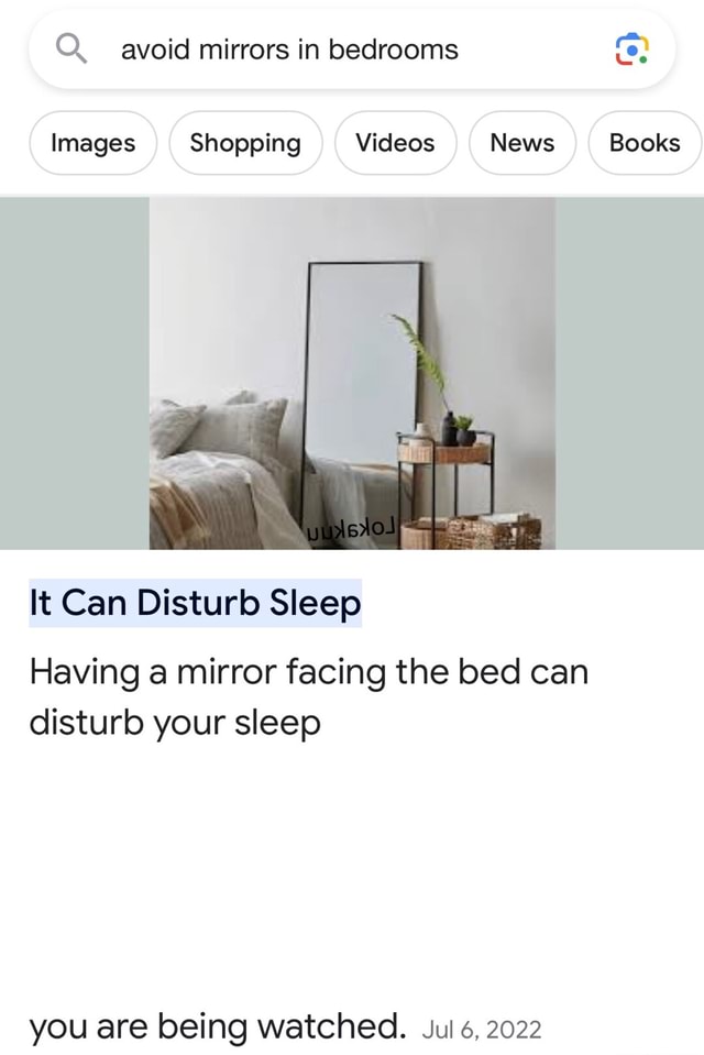 Avoid mirrors in bedrooms Ce. Images Shopping Videos News Books It Can