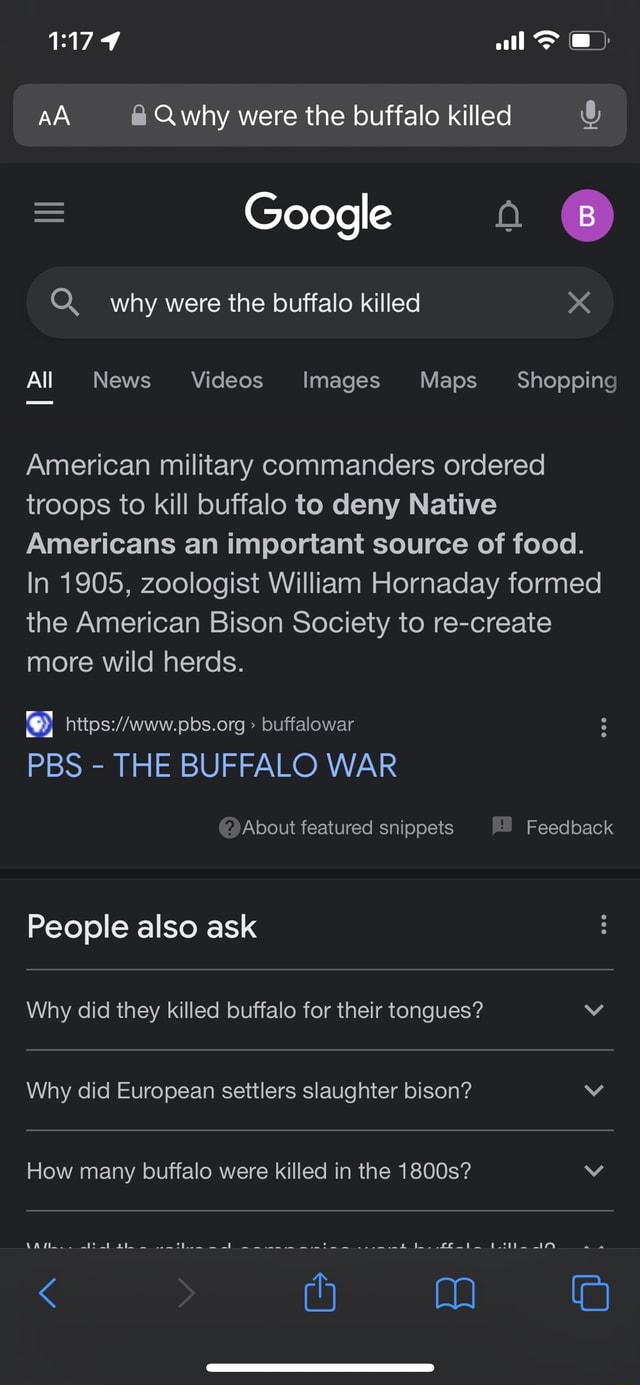 Al AA Qwhy Were The Buffalo Killed Google Q. Why Were The Buffalo ...