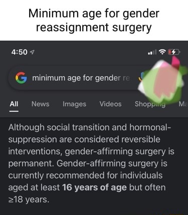 minimum age for gender reassignment surgery canada