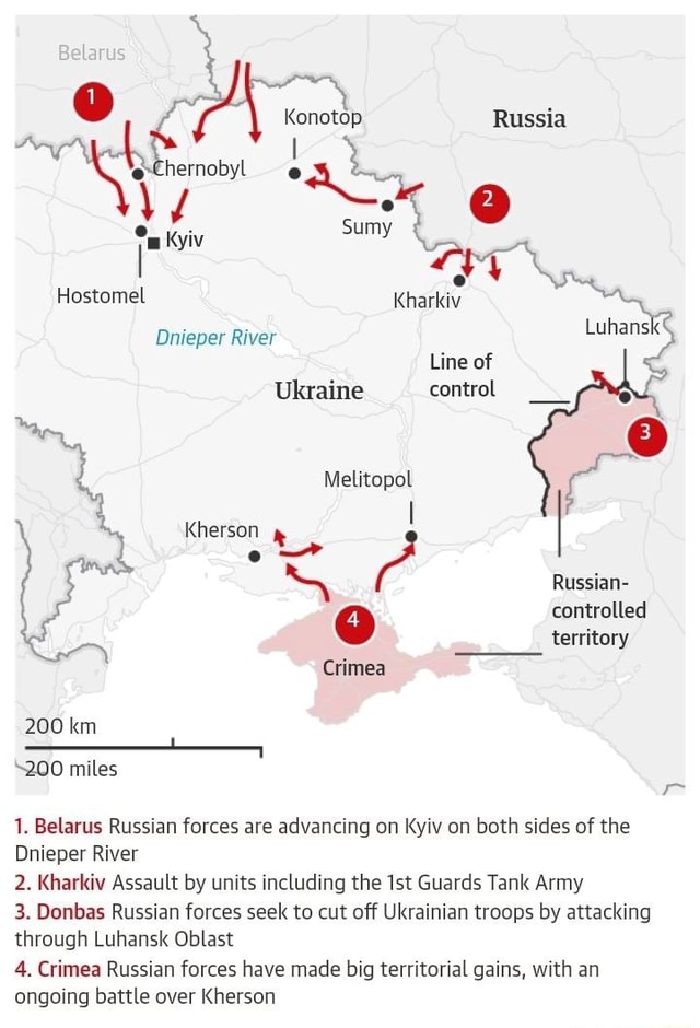 Konotop Russia Kharkiv Hostomel Dnieper River Line of Ukraine control ...