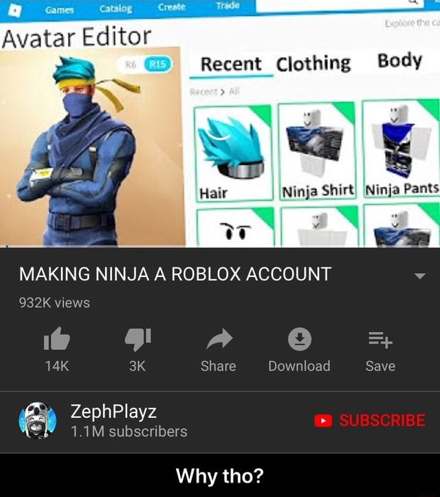 Making Ninja A Roblox Account - ninja pants roblox