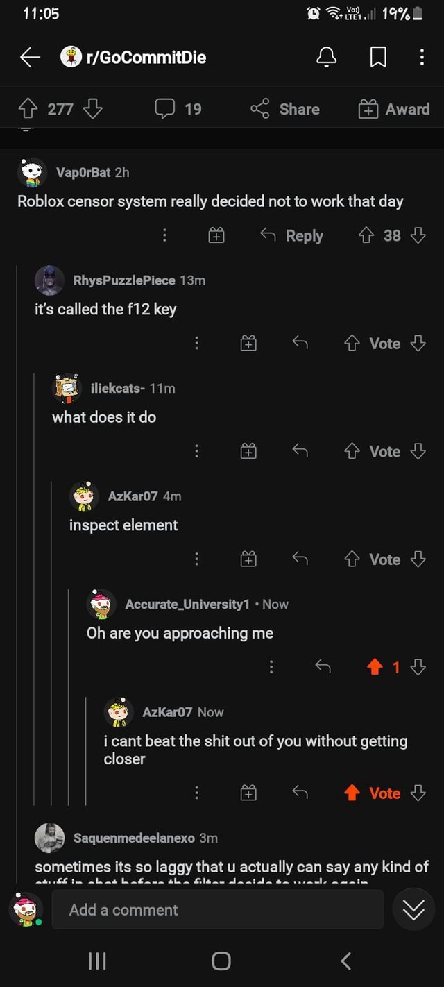 277 19 Share Award VapOrBat Roblox censor system really decided not to ...