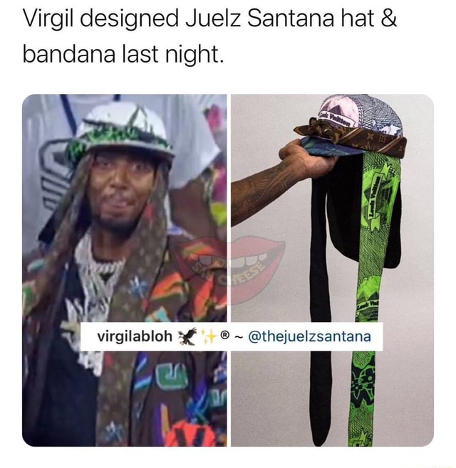 Virgil Abloh designed Juelz Santana's hat and bandana for Verzuz