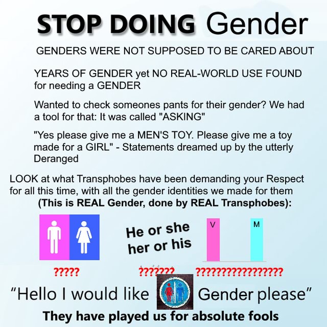 Weve been played - STOP DOING Gender GENDERS WERE NOT SUPPOSED TO BE ...