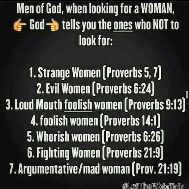 Men of God, when looking for a WOMAN, God tells you the ones who NOT to ...