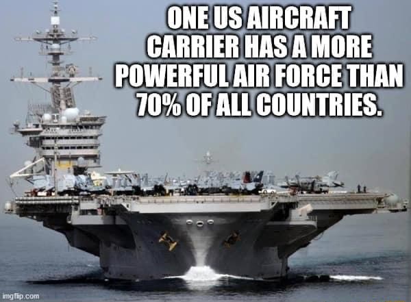 ONE US AIRCRAFT CARRIER HAS A MORE POWERFUL AIR FORCE THAN 70% OF ALL ...