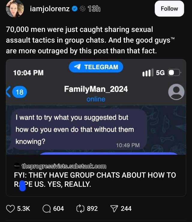 70,000 men were just caught sharing sexual assault tactics in group