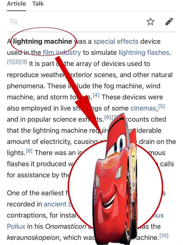 Article Talk Kw OF lightning machine Was a special effects device inthe