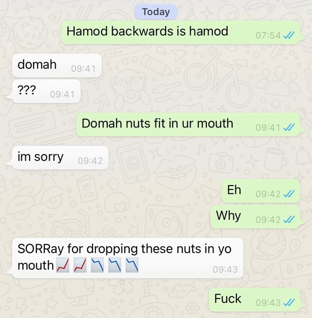 Today Hamod Backwards Is Hamec Domah Nuts Fit In Ur Mouth Domah Im Sorry Eh Why Sorray For Dropping These Nuts In Yo Mouth Fuck O754 Today Hamod Backwards Is Hamec Domah Nuts Fit In Ur Mouth Domah Im Sorry Eh Why Sorray For Dropping These Nuts In Yo Mouth Fuck O754
