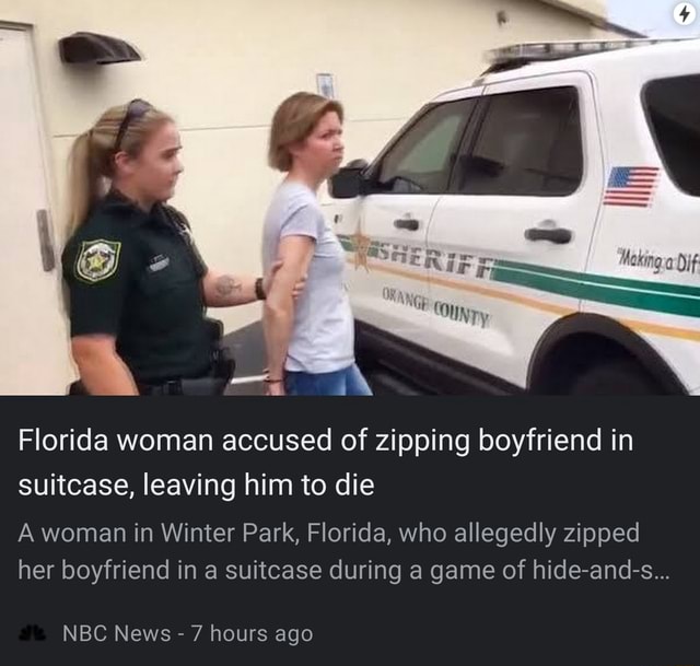 Florida woman accused of zipping boyfriend in suitcase, leaving him to ...