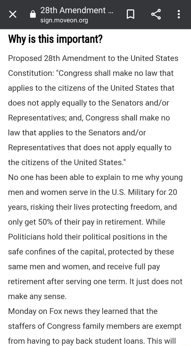 XX 28th Amendment Why is this important? Proposed 28th Amendment to the ...