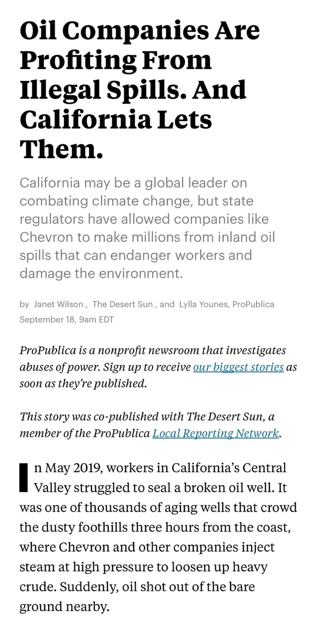 Oil Companies Are Profiting From Illegal Spills. And California Lets ...