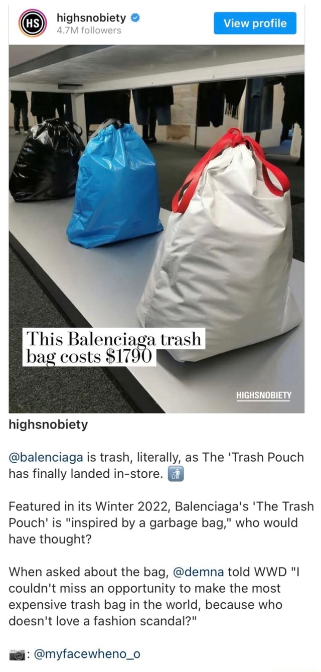 One man's trash is another's designer bag? Balenciaga intros nearly P100k  garbage pouch • l!fe • The Philippine Star