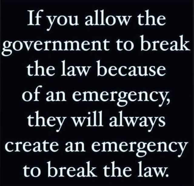 If you allow the government to break the law because of an emergency