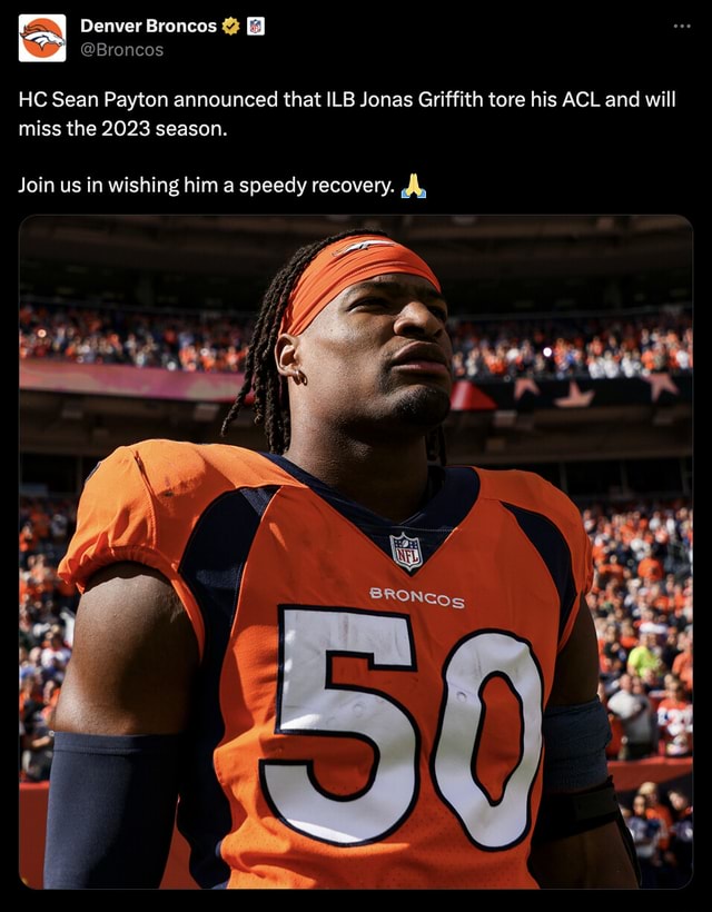 Broncos LB Jonas Griffith Tears ACL